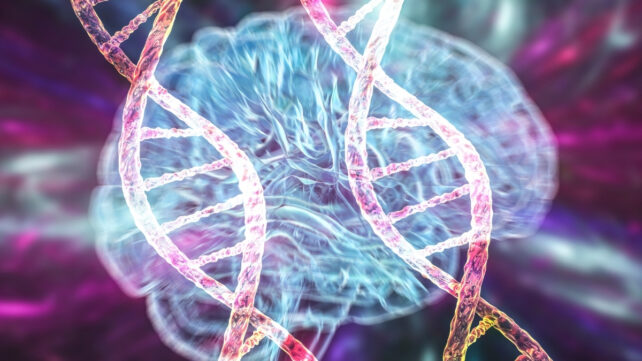 brain with dna overlaid