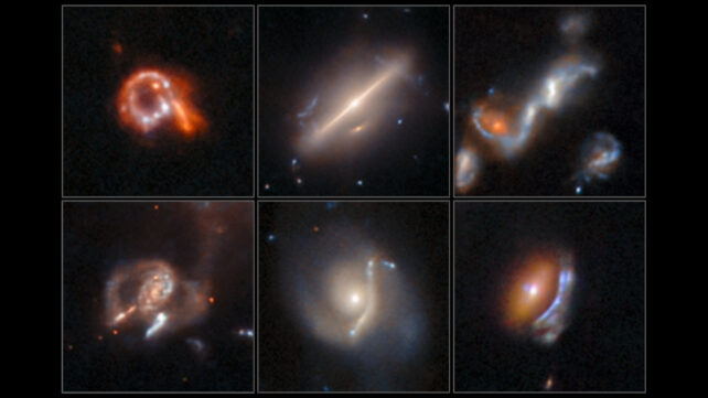 A six part collage of strange astronomical objects