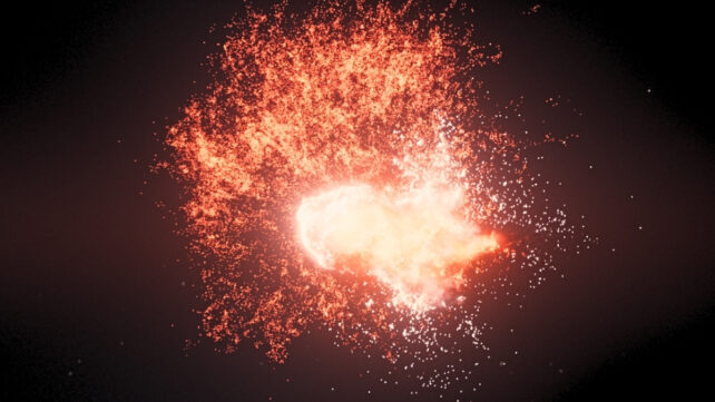 artist's impression of colliding asteroids