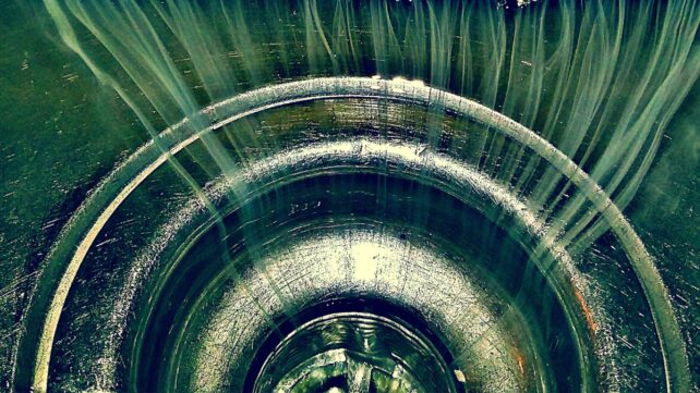 Close up of a sink drain with something green