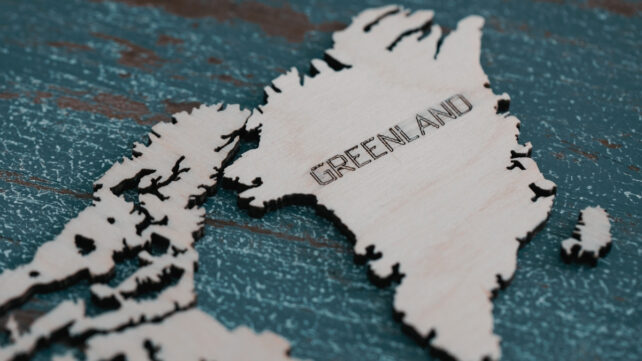 wooden map of greenland