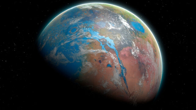 Mars with oceans