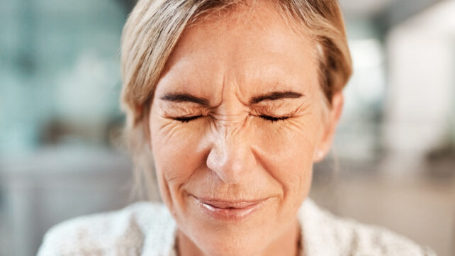 woman squinting