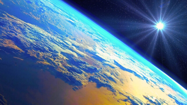 earth from space with sun