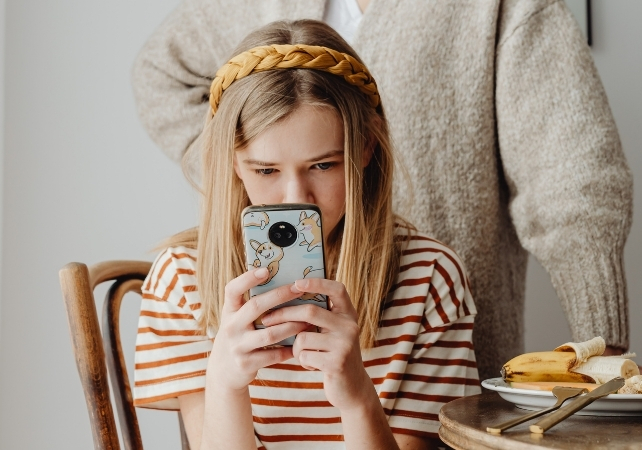 teenager on a phone
